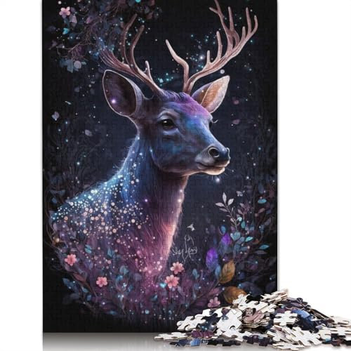 Puzzle für Erwachsene Traum, Hirsch, Blume, 1000 Teile Puzzle, Kartonpuzzle für Erwachsene und Kinder ab 12 Jahren, Spaß für die ganze Familie, Puzzlegröße: 38 x 26 cm