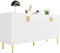 Sideboard 152x40x75 cm – Wellen-Design, 4 Türen, 2 Schubladen, Stauraum, Goldene Griffe & Füße, Modern, Luxuriöser Schrank für Esszimmer & Wohnzimmer, Hochwertiges MDF, Stabil und Langlebig (Weiß)