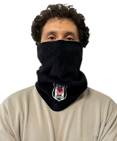 Gök-Türk Halsgamasche Multifunktionstuch Besiktas BJK schwarz aus Fleece - Halswärmer Halsgamaschen Halsschlauch Skimaske für Laufen Skifahren Radfahren
