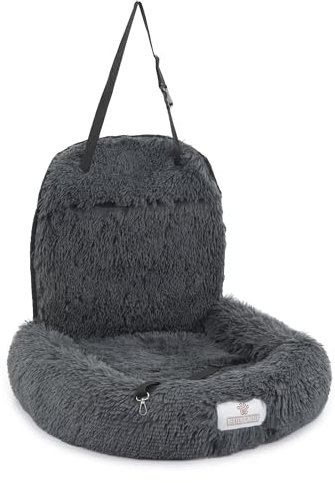 Pfoten&Nasen® 2-in-1 Hunde Autositz & Bett – Orthopädisch, Rückbank-Hundesitz für große & kleine Hunde – Dunkelgrau, Waschbar, Komfortabel, 41x50x33cm