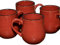 Darthome Red Ribbed Barrel Mugs, 400ml Capacity, Glazed Stoneware, Set of 4