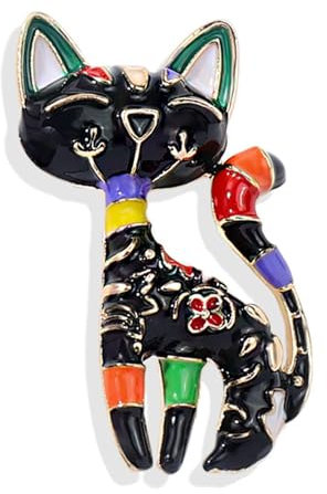 Wendalern Épingle Broche Chat Strass Diamant Cristal Chaton Épingle Émail Animal Classique Chat Épingle De Revers Badges Costume Pull Écharpe Accessoires Bijoux Pour Femmes Animaux De Compagnie