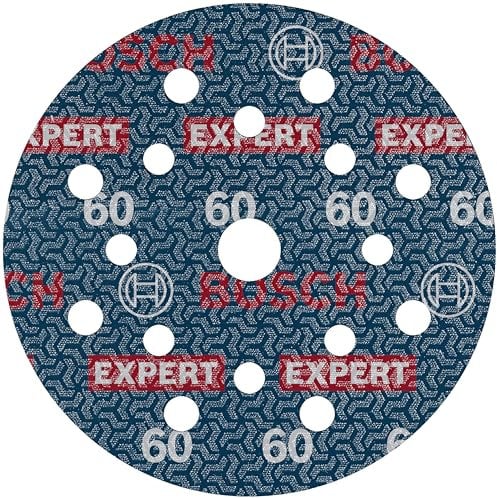 Bosch 50x Disque abrasif sur support plastique résistant et flexible EXPERT O780, 125 mm (pour Bois dur, Peinture sur bois, Ø 125 mm, Grain 60, Professional Accessoire Ponceuse excentrique)