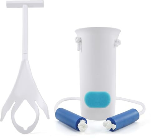 Kekoy 2 in 1 Sock Aid Kit, Sock Aids for Putting Socks On and Off for Men and Women, Easy to Use Than Sock Aid Stocking Slider with Three-Finger, Sock Helper with Foam Handles for Disabled Aids(Blue)