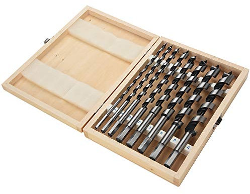 Carbon Steel Spiral Drill Bit Set, brocas para Madera Machined Hexagonal Shank Drill Bits 8 Piece Carbon Steel Spiral Drill Bit Set (Wooden Box), Wood Drill bit Set for Electric Drills