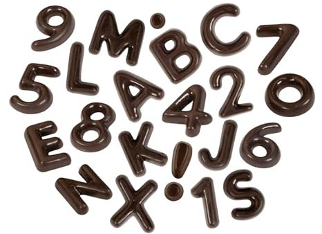Günthart 395 Buchstaben und Zahlen aus dunkler Schokolade, Buchstaben von A bis Z, Zahlen von 0 bis 9, 1er Set (193 gr)