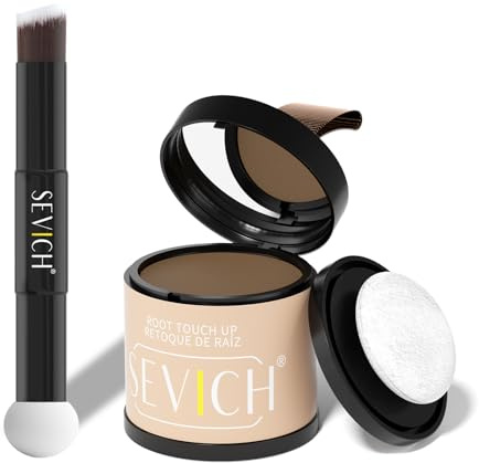 Sevich Hairline Powder 10g with Brush, Instantly Conceals Hair Loss & Thinning & Gray, 48H Waterproof Root Touch Up Powder, Natural Hair Shadow Toppers for Women & Men, 1 Box = 2.5 Boxes,Light Brown