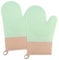 2PCS Gant Cuisine,Gants de Cuisine Une Surface Antidérapante en Silicone, Intérieur en Coton, Vert,Gants Cuisine Résistant à la Chaleur,Gant pour Four de Cuisine