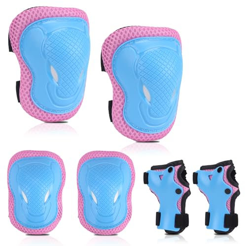 BURSUNLY Knieschoner Kinder Schoner Inliner Kinder, Verstellbare Kinder Protektoren, Knie und Ellenbogenschützer für Kinder, Knieschützer für Inliner Fahrrad Skates Rollschuhe