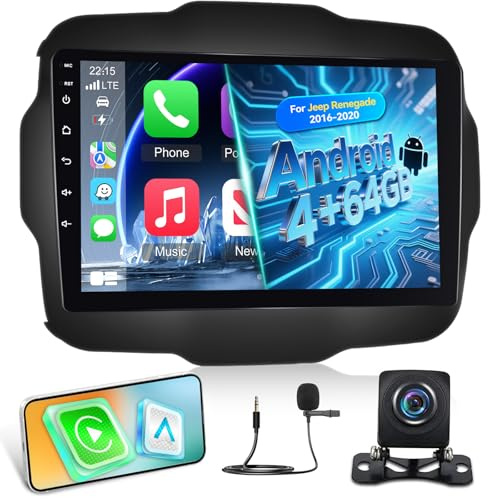 [4G+64G] Autoradio per Jeep Renegade 2016-2020 con Carplay & Android Auto | Android Schermo Touch IPS 9 pollici con Wireless Carplay & Android Auto,GPS, WiFi, 32EQ, Bluetooth 5.0, Radio FM/RDS