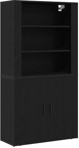 vidaXL Highboard Schwarze Eiche Konstruiertes Holz Moderner Buffet Mit Viel Stauraum Für Esszimmer Und Küchen Möbel Holzschrank Einheit Stylisches Sideboard