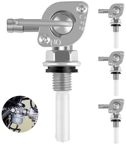 Pack of 4 Fuel Tap Switch, M10 Fuel Tap with Left and Right Position Spout, Closing Function Oil Switch 6 mm Inline Petrol Tap for Fuel Tank Motorcycles Pit Quad Dirt Bike