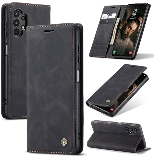 Samokor Coque pour Samsung Galaxy A13 5G/4G Étui Rabat Cuir Housse | Etui Flip Case Antichoc,Magnétique,Fentes Cartes,Pochette Portefeuille Support Protection pour Samsung Galaxy A13,Noir