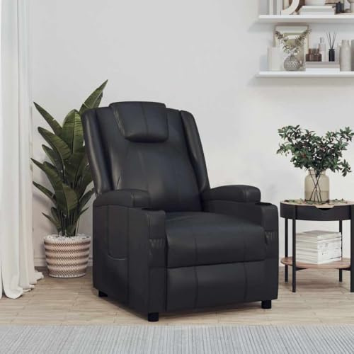 Tonture Relaxsessel Schwarz Kunstleder, 3-Positionen manuell verstellbar, 110 kg Tragkraft, gemütlicher TV-Sessel für Wohnzimmer, Schlafzimmer, Leseecke