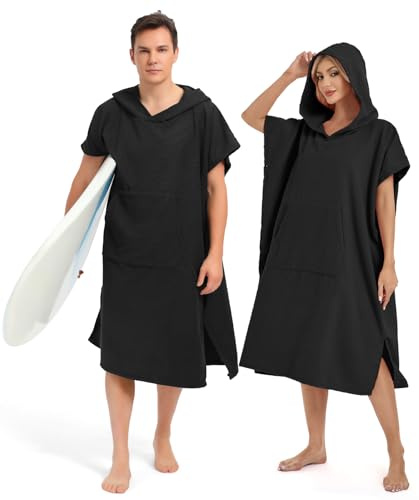 Abahub Surf Poncho Herren Damen Badeponcho für Erwachsene mit Kapuze L