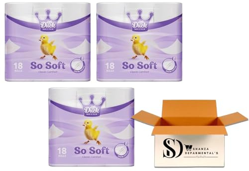 Little Duck So Soft 3 Ply Toilet Rolls – Ultra Soft & Absorbent Toilet Paper | Lightly Scented Bathroom Tissue for Sensitive Skin (54 Rolls- (Pack of 3))