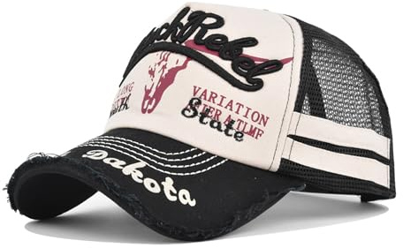 TYHAOYOU Vintage Trucker Cap Herren Damen - Gestickte Mesh Baseballkappe mit Used-Look Verstellbare Sommer Basecap