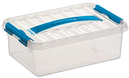 6X SUNWARE Q-Line Box - 4 Liter - 300 x 200 x 100 mm - transparent/blau