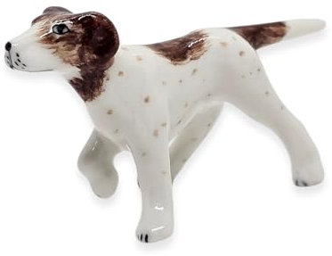 WitnyStore Winzige Hundefigur mit Jack Russell Terrier, 6,3 cm, weiß-braun, Miniatur, handbemalt, Keramik, Hunde, Welpen, Hunde, Hunde, Tiere, niedliche Porzellan, dekorative Sammlerfigur, Dekoration,