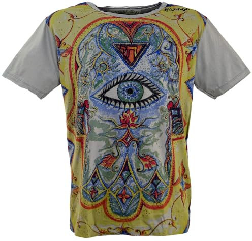 GURU SHOP Mirror T-Shirt - Drittes Auge/Grau, Herren, Baumwolle, Size:L