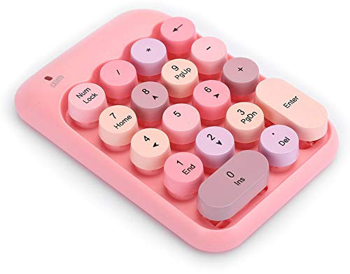 Teclado numérico inalámbrico, Mini USB portátil 2.4GHz Contabilidad financiera Teclado numérico Teclado, Teclado retro redondo de chocolate, Lo mejor para usuarios de portátiles Teclado de acceso dire