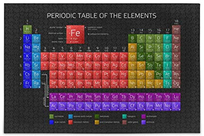 AUUXVA BIGJOKE Periodic Table Of The Elements Education Puzzles 1000 Piece for Adult Wooden Jigsaw Puzzles Fun Game for Teens and Family