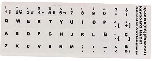 Keyboard Stickers, Black Letters with White Background, for all Laptops Desktop Computer's Keyboard (Spanish_White)