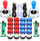 Fosiya 2 Joueurs Kit Arcade Ellipse Ovale Style 8 Voies Bat Joystick + 20 x LED Boutons Arcade pour 2 Joueurs Contrôleurs de Jeux Vidéo Tous Windows PC MAME Raspberry Pi 3 4 (Rouge Bleu)