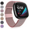 Faliogo Kompatibel mit Fitbit Versa 3 Armband/Fitbit Versa 4 Armband/Fitbit Sense Armband, Edelstahl Metall Ersatzband Armband mit Magnetschloss Kompatibel mit Versa 4/Versa 3/Sense, Klein Roségold