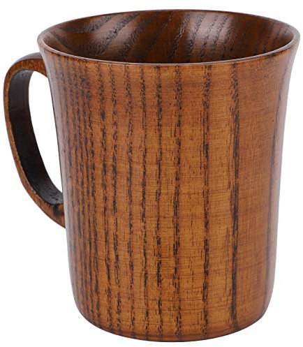 Zerodis Holz Kaffeetasse,Holzbecher Trinkbecher Gross Hölzerne Wassertasse Holzbecher Hölzerner Teetasse Trinkbecher Kaffeetassen mit Griff Frühstück Milch Trinkzubehör