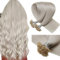 LaaVoo U Tip Hair Extensions Real Human Hair Blonde, Remy Straight White Blonde Real Hair Extensions, Hot Fusion for Invisible & Stable 50s 50g 20 Inch #60