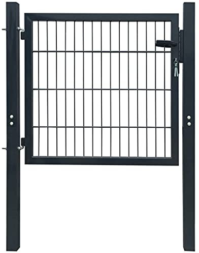 Ksodgun Gartentor, Zaun Tor,Hochleistungs-Gartentür aus Stahl mit Schloss und Schlüsseln,Barrier Edging bieten Privatsphäre und Sicherheit, Gitter, eintüriges Tor, 103x150 cm Anthrazit