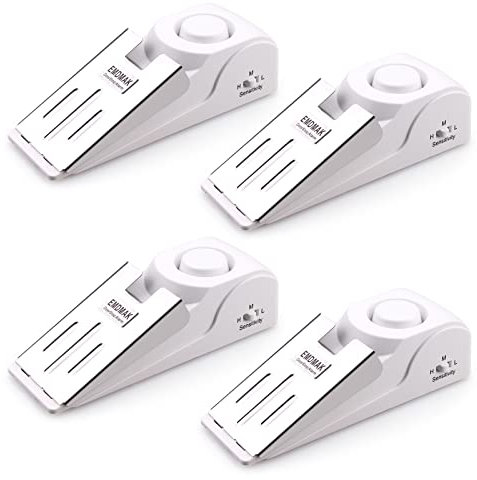 EMDMAK Door Stop Alarm with 120DB Siren Door Stop for Home & Travel (White) (Pack of 4)