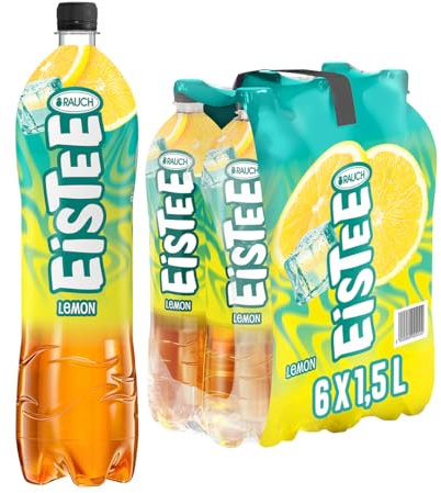 Rauch Eistee Lemon | Erfrischendster Eistee mit Zitronen Geschmack | aus Schwarztee und Hagebutte | Erfrischungstee als Durstlöscher | 6x 1,5 Liter PET-Flasche