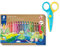 STAEDTLER 3in1 Buntstifte und Sicherheitsschere Noris junior, Bunt-, Wachsmal- und Aquarellstift, ideal für Kleinkinder, schneidet nur Papier, 18 Farben, Spitzer und Sicherheitsschere, 140 C18P2X