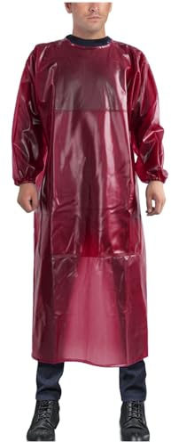 Women’s Chemical Overalls with Long Sleeve - Waterproof Splash Suit, Acid Proof Dishwasher Apron(L-XXL, Burgundy)