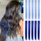 10PCS Haarverlängerungen Perücke Stücke Clip in farbigen Haarverlängerungen für Erwachsene Bunte Haarteile Party Highlights Mehrere Farben(Hellblaues Saphirblau)