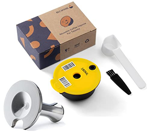 HAILASRE Pods Tas simo réutilisables 180ml PP Plastique Filtre à capsules de café rechargeables avec tamper en acier inoxydable pour machine Tas simo