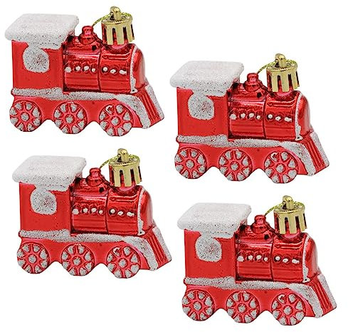 Warmhm 4 Stück Weihnachtszug Dekoration Weihnachtsbaum-zugverzierung Einzigartige Weihnachtsdekoration Weihnachts-Express-Ornament Christbaumschmuck -Zug Plastik Weihnachten LKW