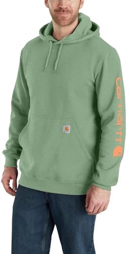 Carhartt Men's Loose Fit Midweight Logo Sleeve Graphic Sweatshirt, Loden Frost Heather, 3XL