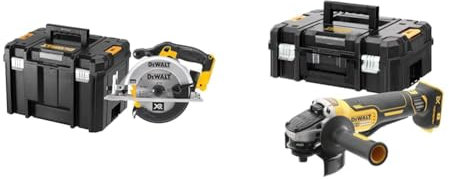 DEWALT - Scie Circulaire XR 18V - DCS391NT-XJ - Scie Circulaire sans Fil avec Coffret TSTAK & Meuleuse Brushless XR 18V 5Ah Li-Ion - DCG406NT-XJ - Meuleuse sans Fil