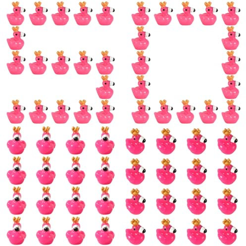 50 Pièces Mini Flamant Rose, Résine Animal Miniature Jouet pour Bricolage Artisanat Ornement de Paysage Jardin Maison Maison de Poupée Décorations de Gâteaux Anniversaire Fête Décorations