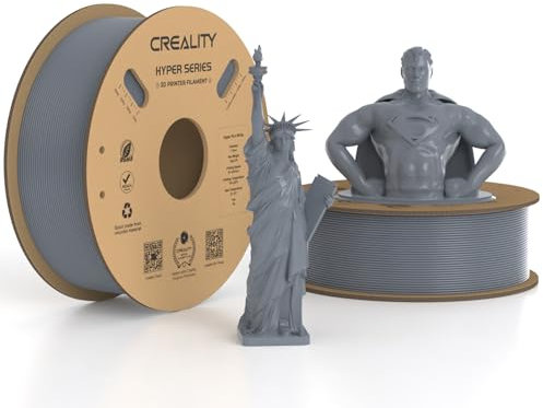 Creality Hyper PLA Filament 1.75 mm 2 KG Grau, 30-600 mm/s Hochgeschwindigkeits PLA 3D Drucker Filament, 2 Pack 1KG Spule (2.2 lbs) PLA, Maßgenauigkeit +/-0.02 mm, für die meisten 3D Drucker