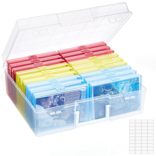 Lifewit Foto-Organizer, Aufbewahrungsbox,18 innere Bildbehälter, 4x6 10x15cm 4R, mehrfarbige Boxen, Basteln, Samenaufbewahrung,f. Karten, Bilder, Briefmarken, Bürobedarf, m. 1 Blatt Etikettensticker
