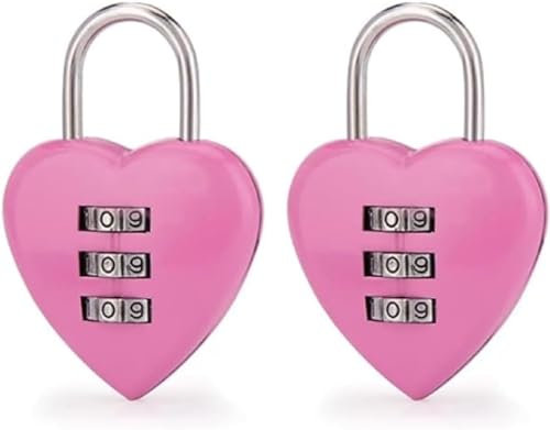 2 lucchetti a combinazione a forma di cuore rosa per ragazze e donne, mini password a 3 cifre ripristinabili per la scuola, serrature a combinazione