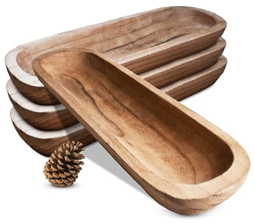 Dough Bowls for Decor – 1 Piece Decorative Wooden Potpourri Bowl , Centerpiece for Dining , Living Room & Kitchen Table , Large Long Rustic Vintage Decoration – Farmhouse Home Country Decorations