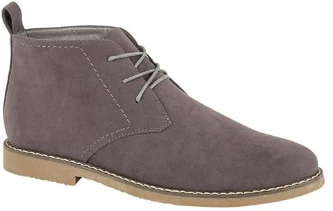 Charles Southwell Men's imitation suede lace up and Twin Gusset Desert Boots Sizes 7-12 (Grey, UK Footwear Size System, Adult, Men, Numeric, Medium, 7)