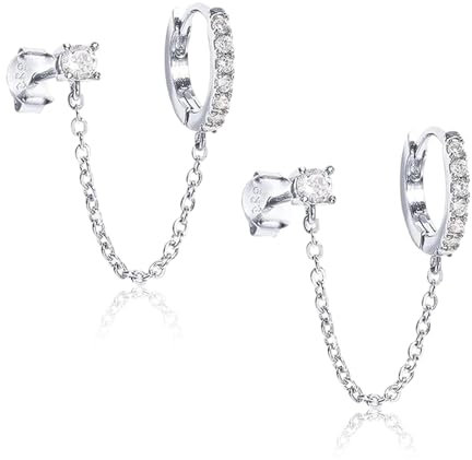 AUPERTO Women Earrings Chain 925 Sterling Silver Hoop Earrings Chain Tassel Dangle Earring Hypoallergenic Hoop Earring For Women Girl