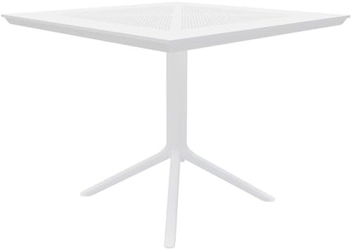 CLP Tisch Lenval 80 x 80 cm | Wetterfester Gartentisch mit UV-beständiger Oberfläche | Eckiger Balkontisch aus Polypropylen, Farbe:weiß