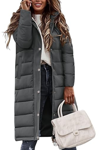 Vancavoo Women's Coats Long Padded Winter Parka Hooded Quilted Jacket